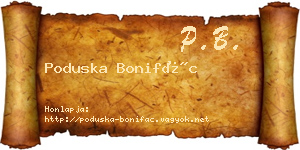 Poduska Bonifác névjegykártya